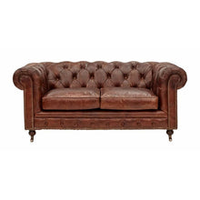 Load image into Gallery viewer, Worn Charcoal Leather Chesterfield – 2 or 3 Seater