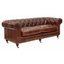 Load image into Gallery viewer, Worn Charcoal Leather Chesterfield – 2 or 3 Seater