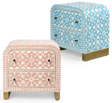 Load image into Gallery viewer, Indira Bone Inlay Bedside Table – 2 Colour Options – BUY2+ SAVE