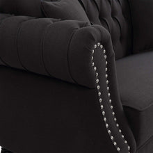 Load image into Gallery viewer, Austin Dark Grey/Black Buttoned Sofa – 2 or 3 Seater – BUY2+ SAVE