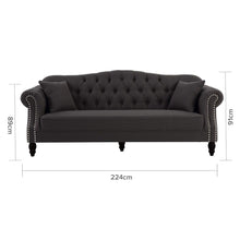 Load image into Gallery viewer, Austin Dark Grey/Black Buttoned Sofa – 2 or 3 Seater – BUY2+ SAVE