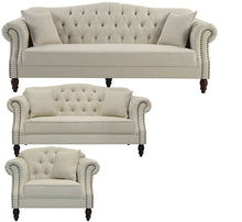 Load image into Gallery viewer, Austin Buttoned Sofa Beige – 3/2/1 Seater – BUY 2+ SAVE
