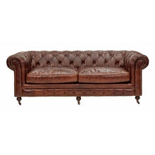 Load image into Gallery viewer, Worn Charcoal Leather Chesterfield – 2 or 3 Seater
