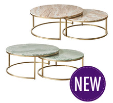 Load image into Gallery viewer, Lexie Marble Nesting Coffee Table – PINK OR GREEN MARBLE
