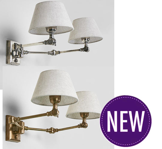 Winchester Wall Sconce  – Silver or Brass with Shade Options – BUY2+ SAVE