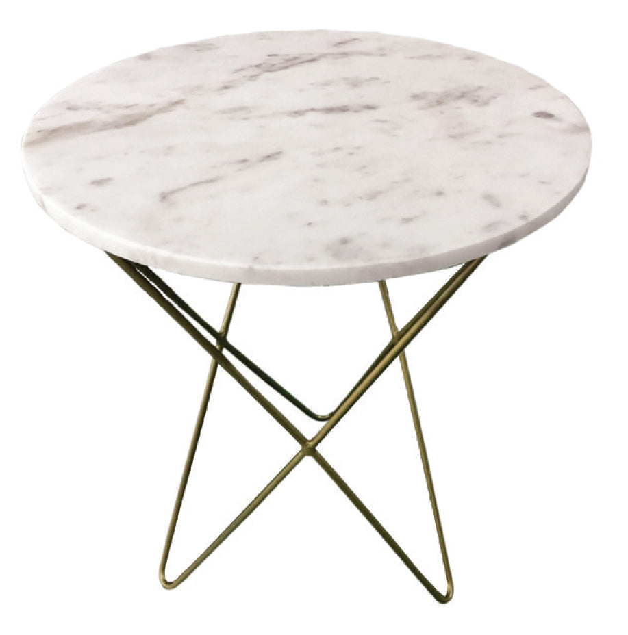 Debra Side Table 500mm dia x 600(H)mm  Metal Base with marble top