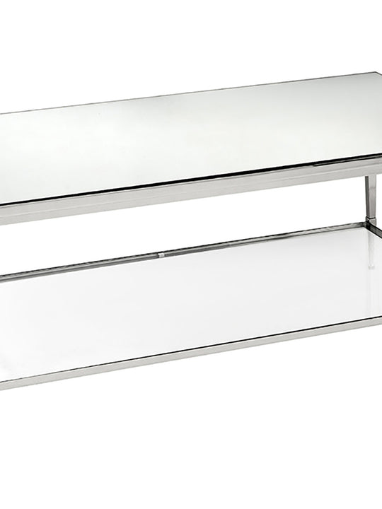 Sullivan Coffee Table with Mirror Top and Glass Shelf
