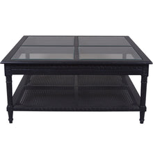 Load image into Gallery viewer, Square Coffee Table &amp; Rattan shelf - Black/White
