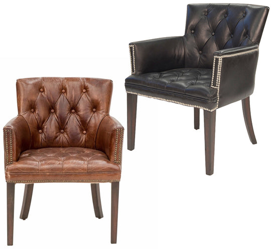 Worn Charcoal Leather Chair – 2 Colour Options