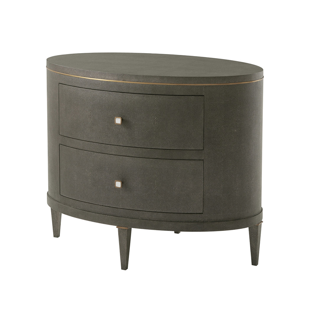 Theodore Alexander Eli Oval Nightstand – 2 Colour Options – DARKER COLOUR SOLD OUT