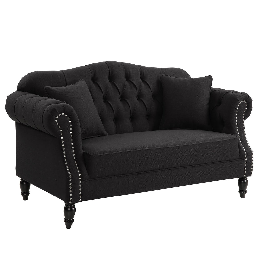 Austin Black Buttoned Sofa – 2 or 3 Seater