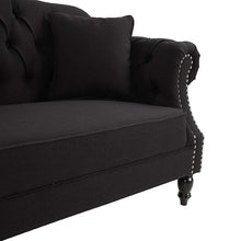 Load image into Gallery viewer, Austin Black Buttoned Sofa – 2 or 3 Seater
