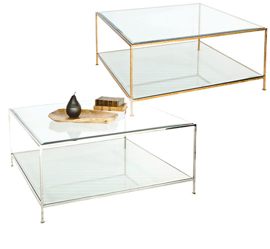 Square Coffee Table – Nickel or Gold Leaf