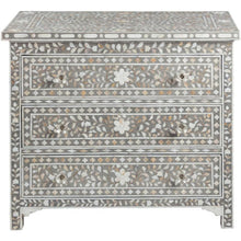 Load image into Gallery viewer, Samsara Floral Grey Mother of Pearl Inlay 3-Drawer Chest
