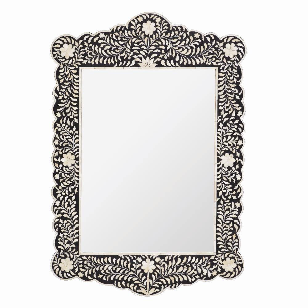Scalloped Bone Inlay Mirror