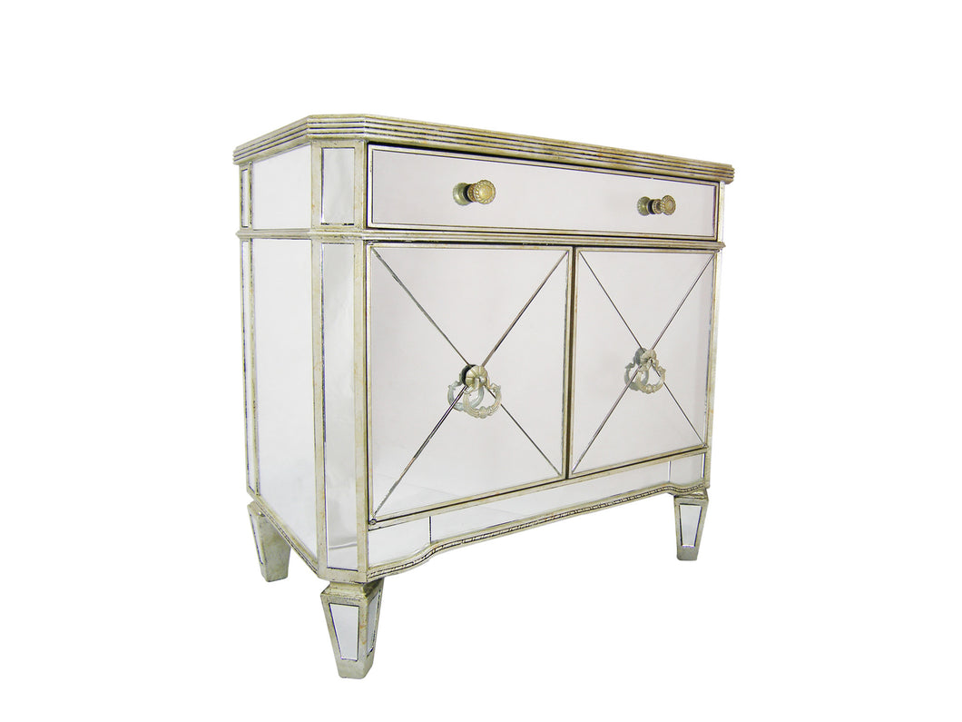 Antique Mirrored 2 Door Cabinet