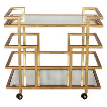Load image into Gallery viewer, Mirrored Bar Cart – Silver or Gold Leaf
