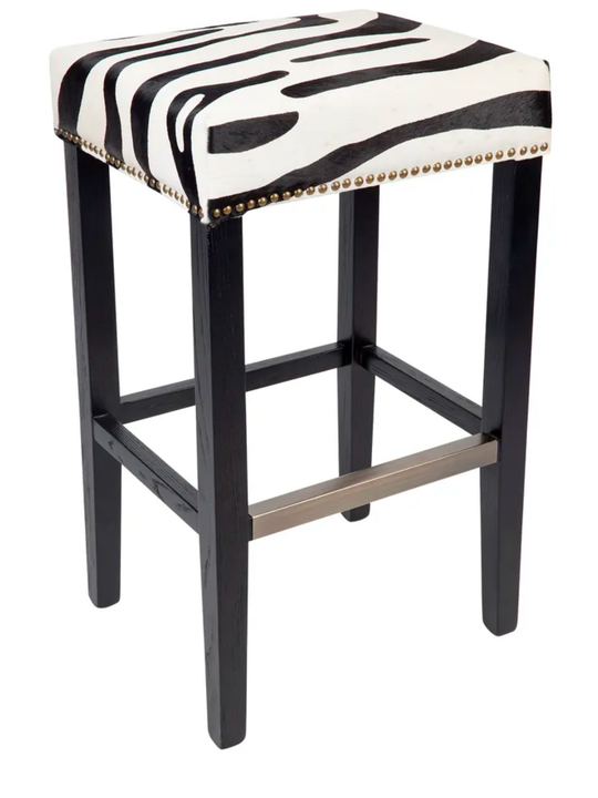 Courtney Oak Bar Stool - Zebra
