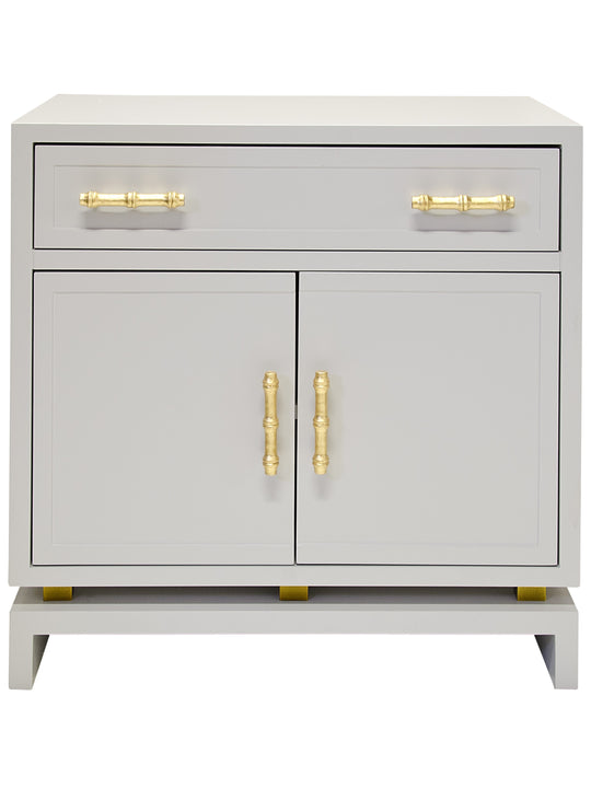 Bamboo Handle Lacquer Cabinet – White / Grey / Navy