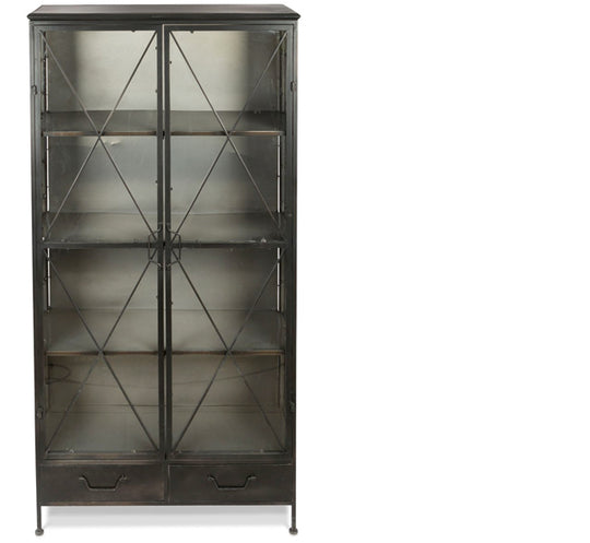 Metal Bookcase with Glass Doors