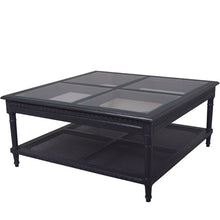 Load image into Gallery viewer, Square Coffee Table &amp; Rattan shelf - Black/White
