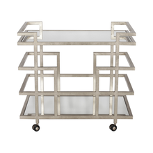 Load image into Gallery viewer, Mirrored Bar Cart – Silver or Gold Leaf
