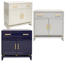 Load image into Gallery viewer, Bamboo Handle Lacquer Cabinet – White / Grey / Navy
