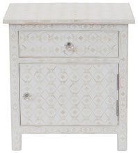 Load image into Gallery viewer, Geometric White Bone Inlay Bedside
