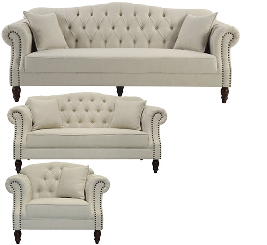 Austin Buttoned Sofa Beige – 3/2/1 Seater – BUY 2+ SAVE