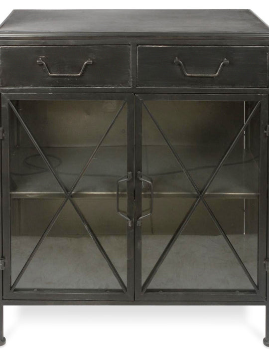 Metal Sideboard with Glass Doors