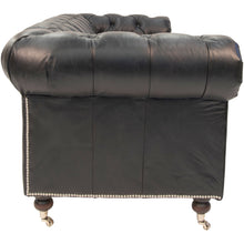 Load image into Gallery viewer, Worn Charcoal Leather Chesterfield – 2 or 3 Seater – 2 Colour Options
